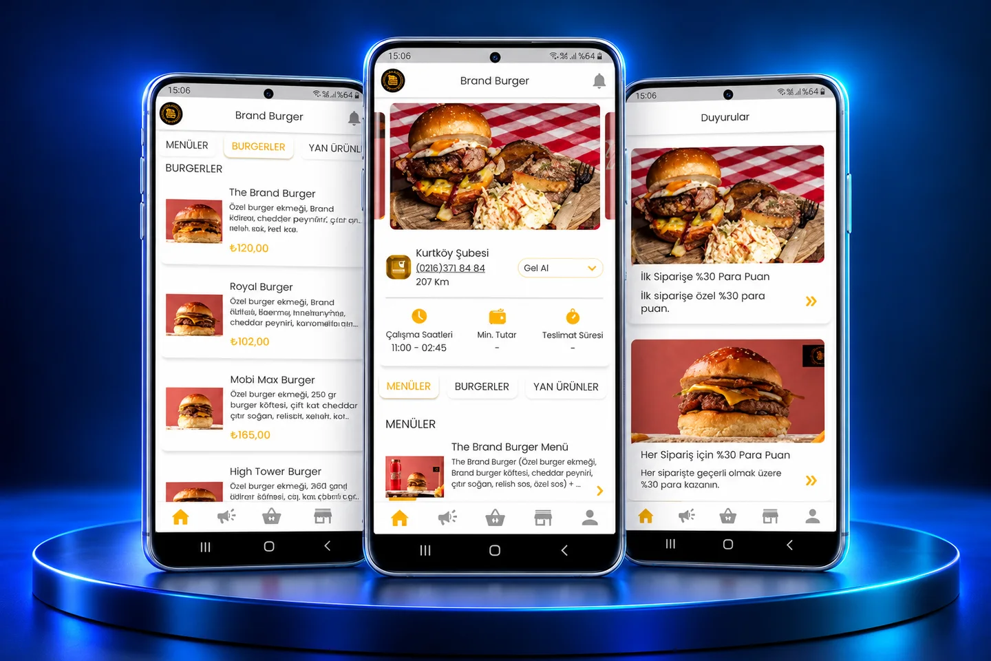 Brand Burger — uygulama ekranlarından hazırlanmış sunum