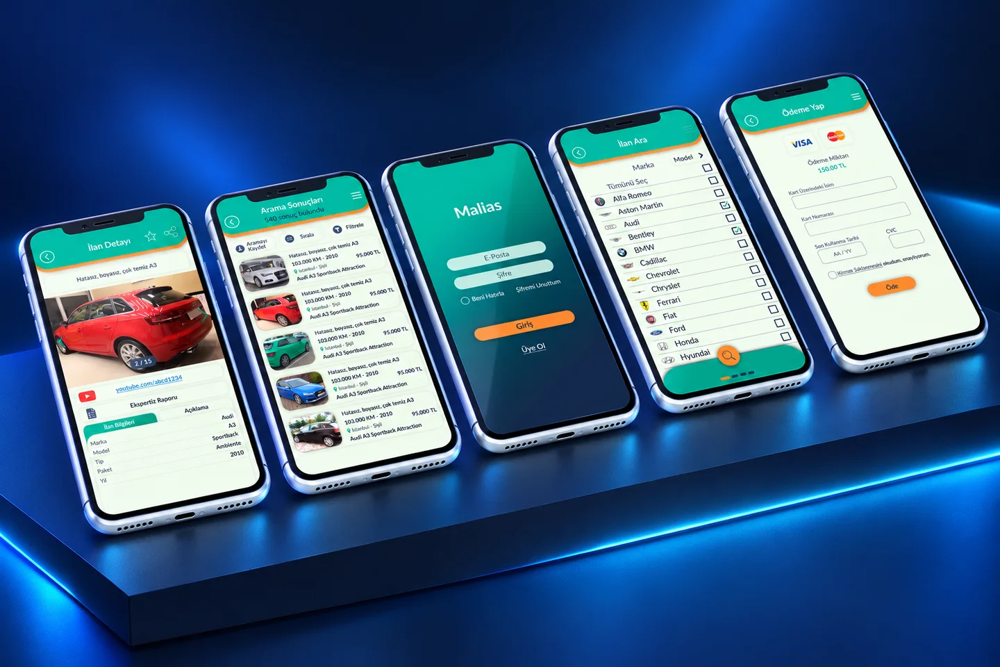 Malias — uygulama ekranlarından hazırlanmış sunum
