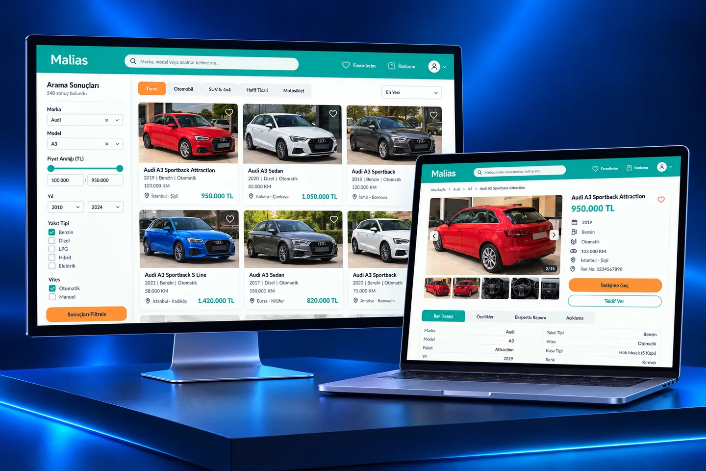 Malias — web arayüzü konsepti
