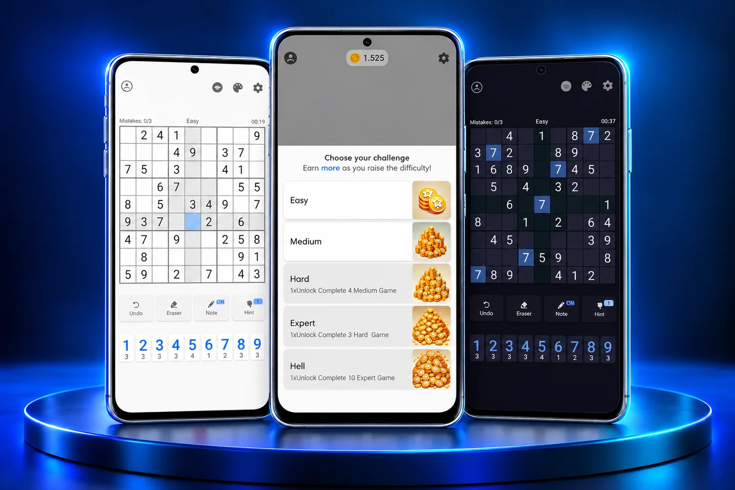 Sudoku — uygulama ekranlarından hazırlanmış sunum